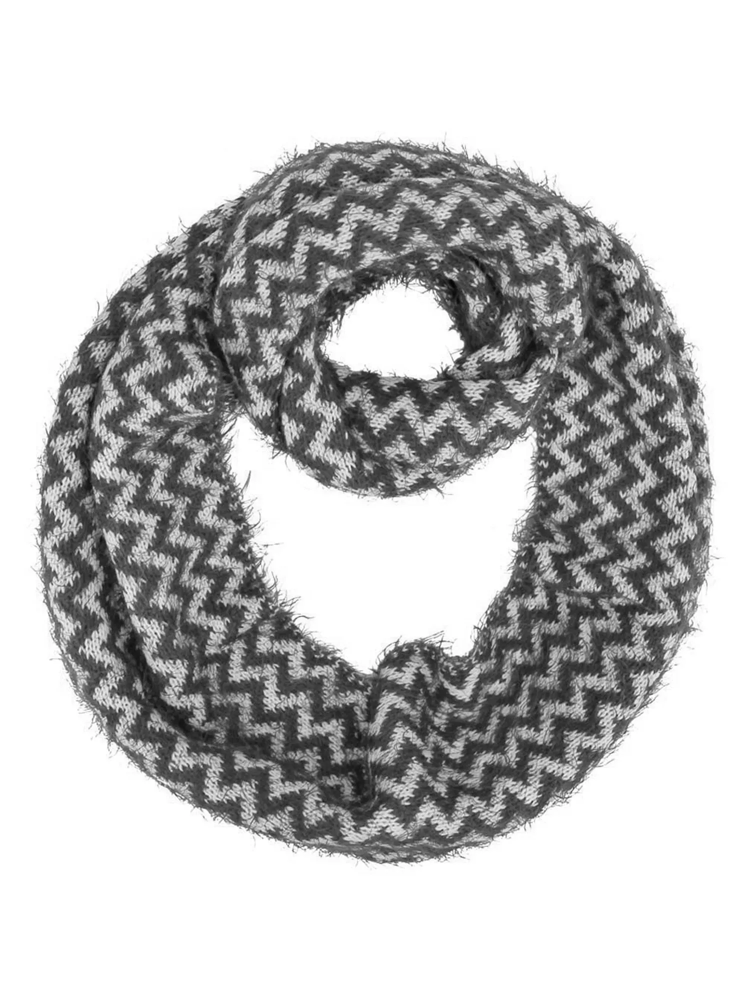 Fuzzy Knit Chevron Infinity Scarf