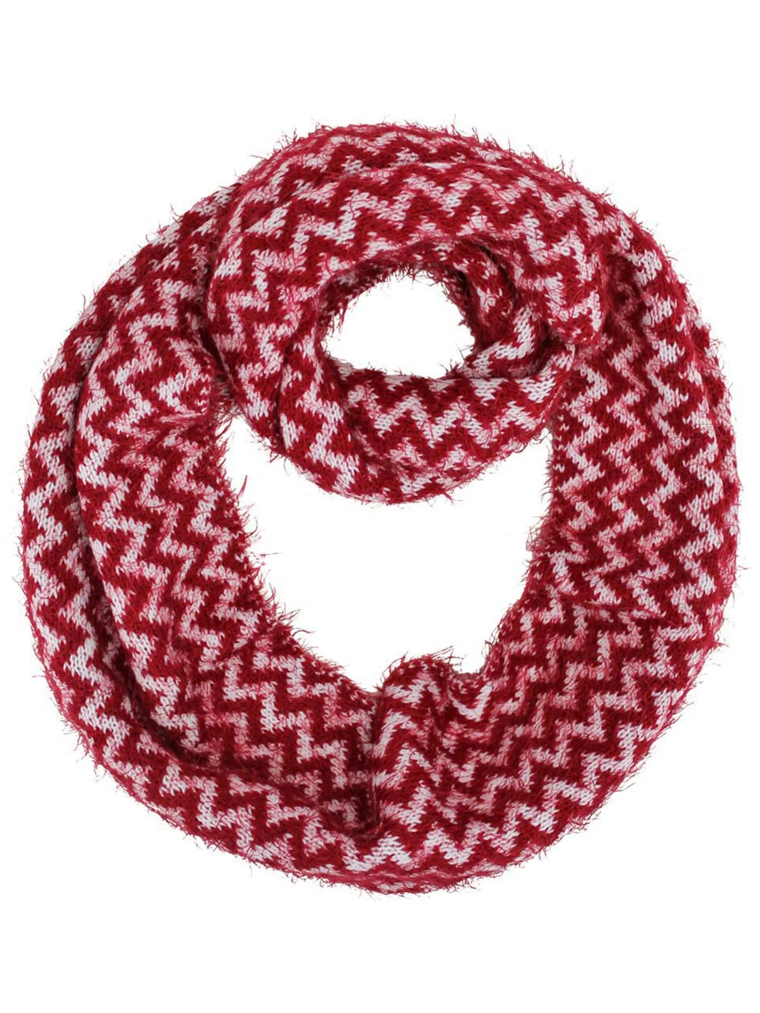 Fuzzy Knit Chevron Infinity Scarf