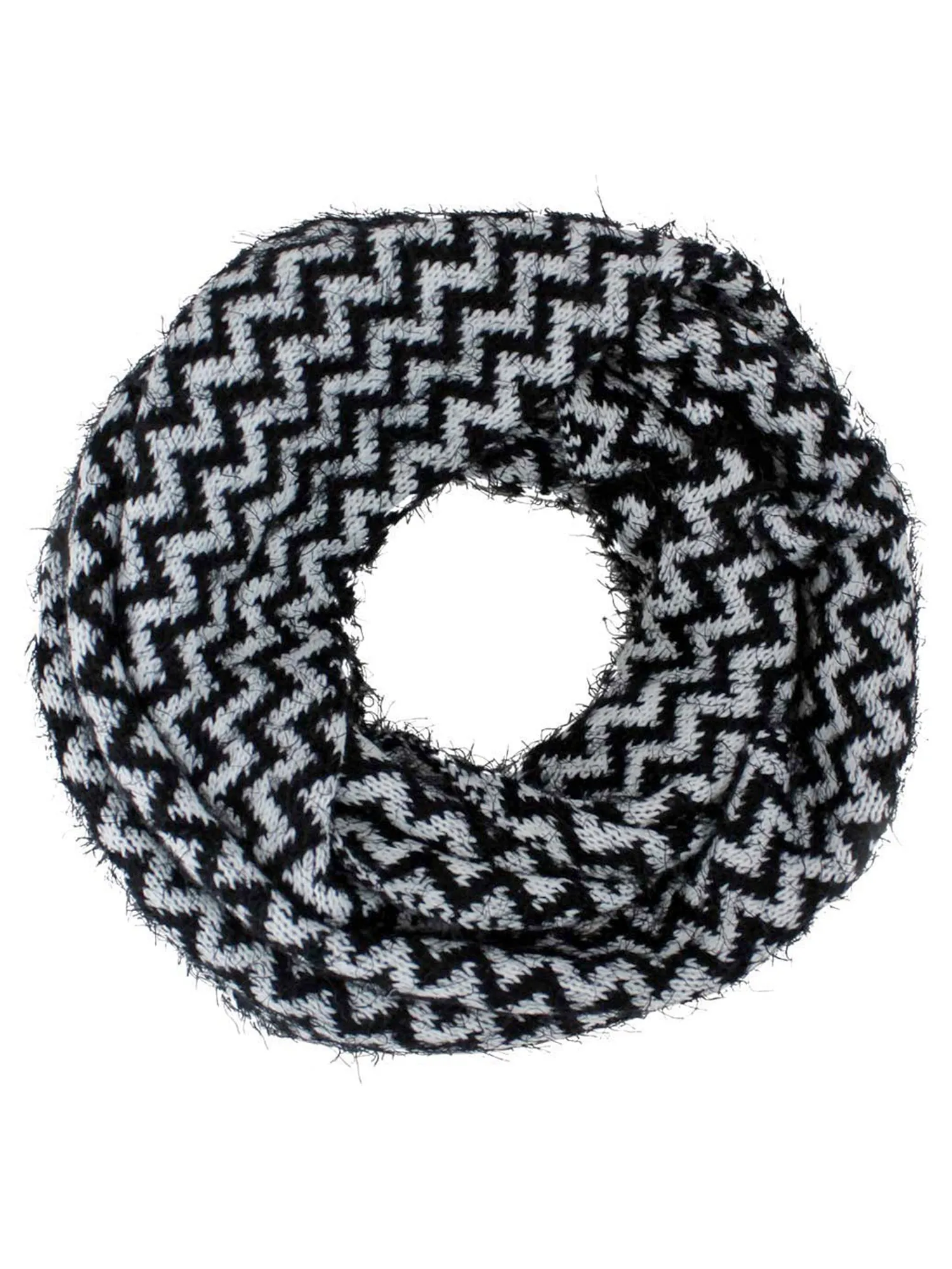 Fuzzy Knit Chevron Infinity Scarf