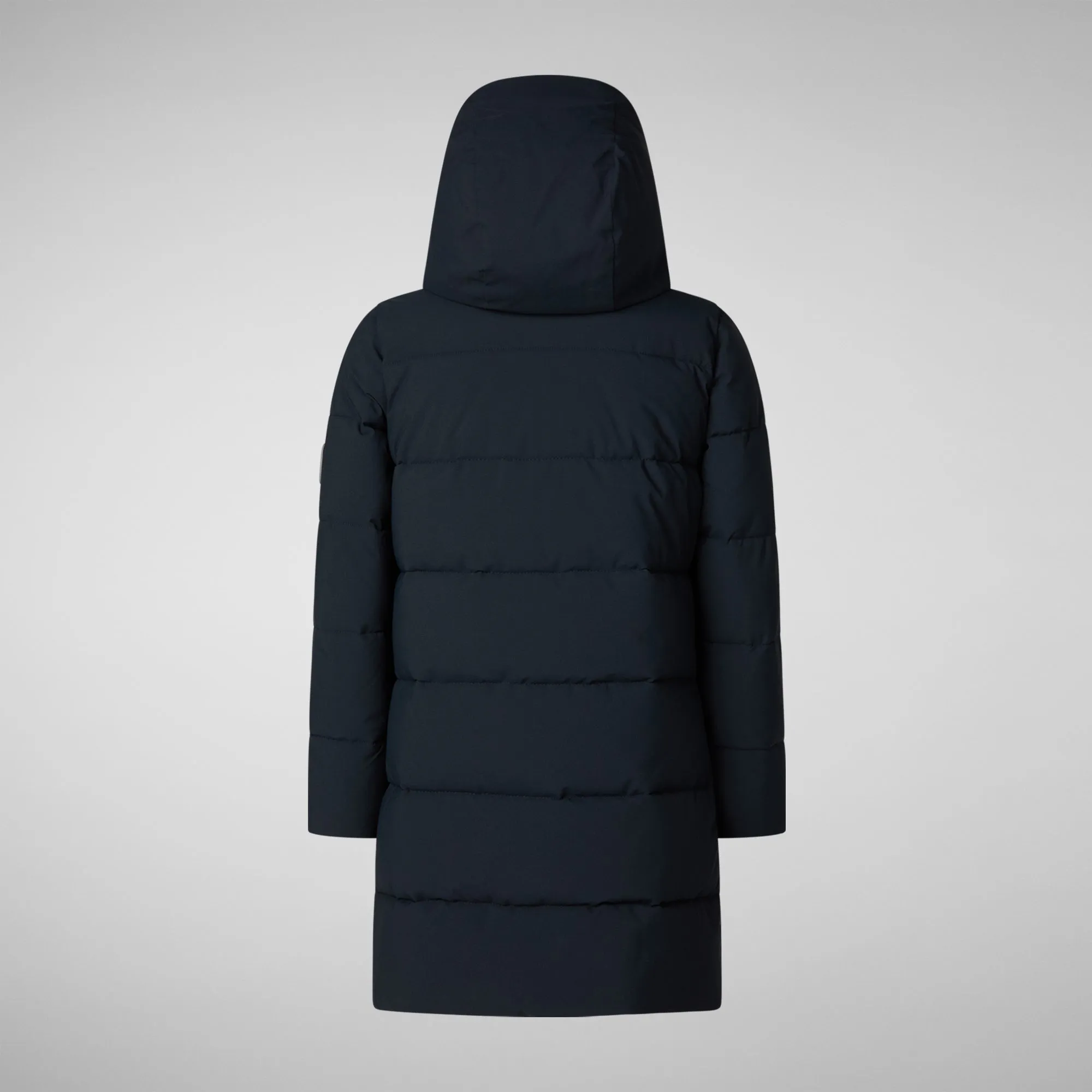 Girls' hooded long parka Selene in blue black