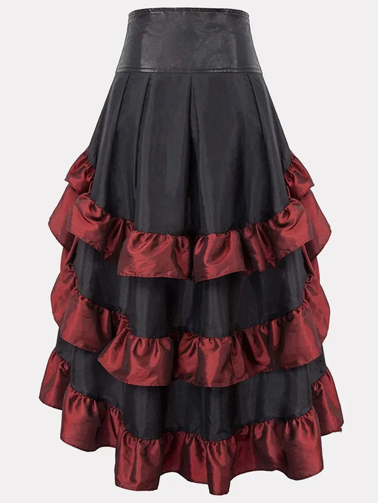 Gothic Romance Black & Merlot Maxi Skirt