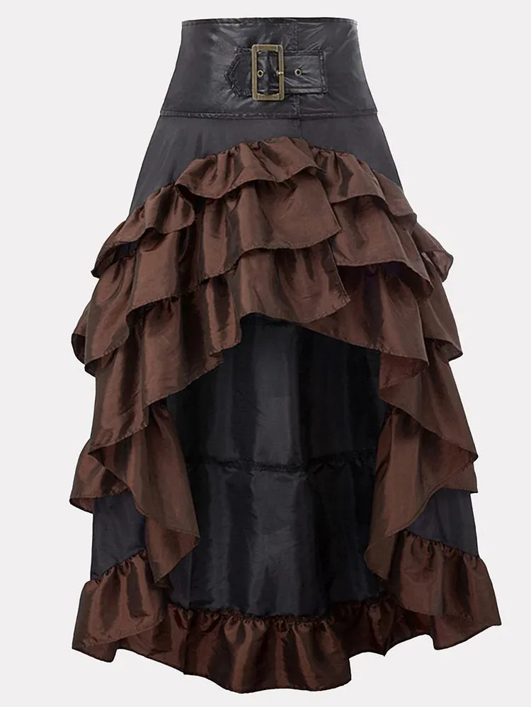 Gothic Romance Black Ruffle Maxi Skirt