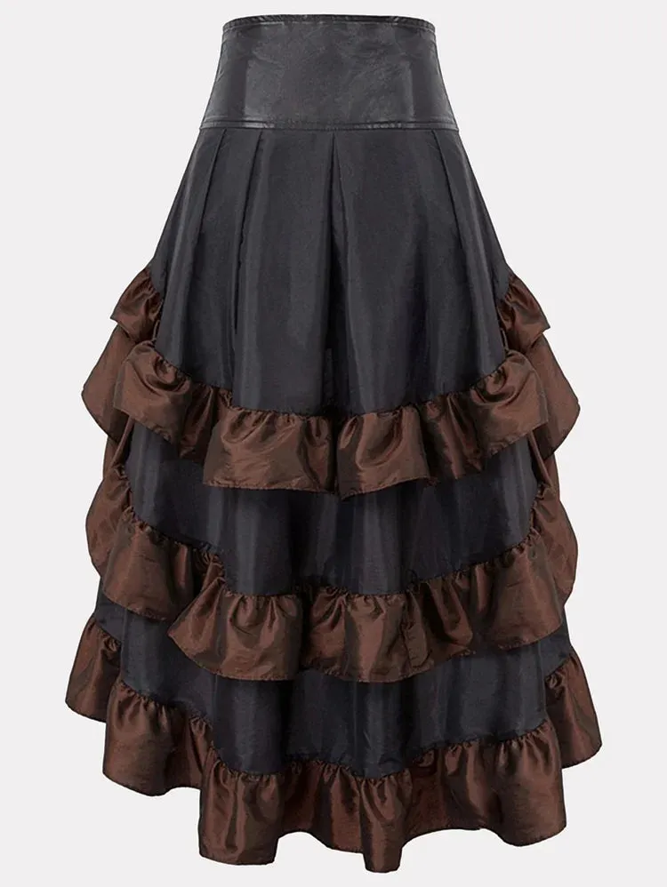 Gothic Romance Black Ruffle Maxi Skirt