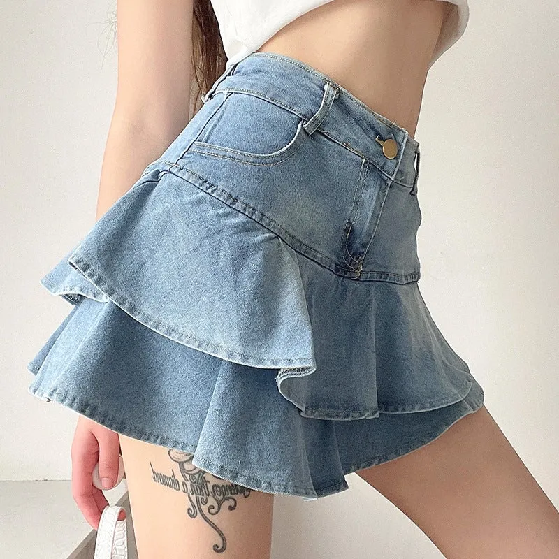 High Waist Denim Cake Skirts