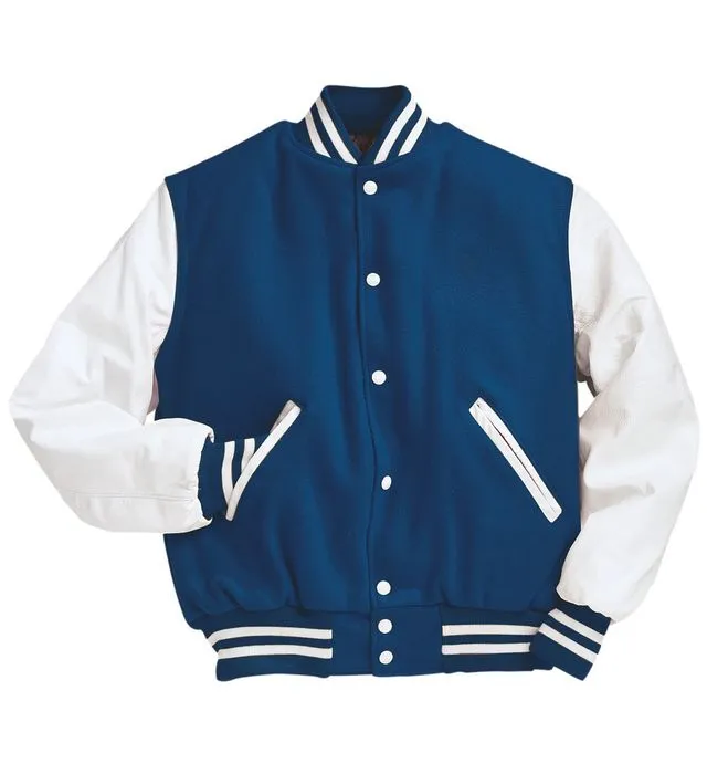 Holloway 224183 Wool Varsity Jacket w/ Leather Sleeves