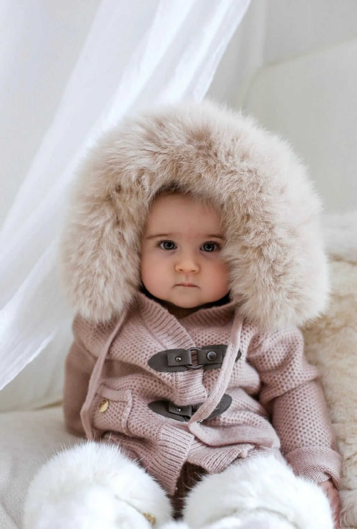 Honeycomb Dusty Pink Cashmere Pram Coat