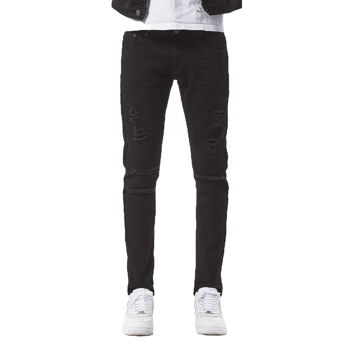 Jet Black Jeans with Rips