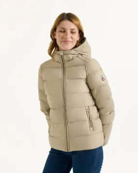 Johanna straight-cut hooded down jacket Beige