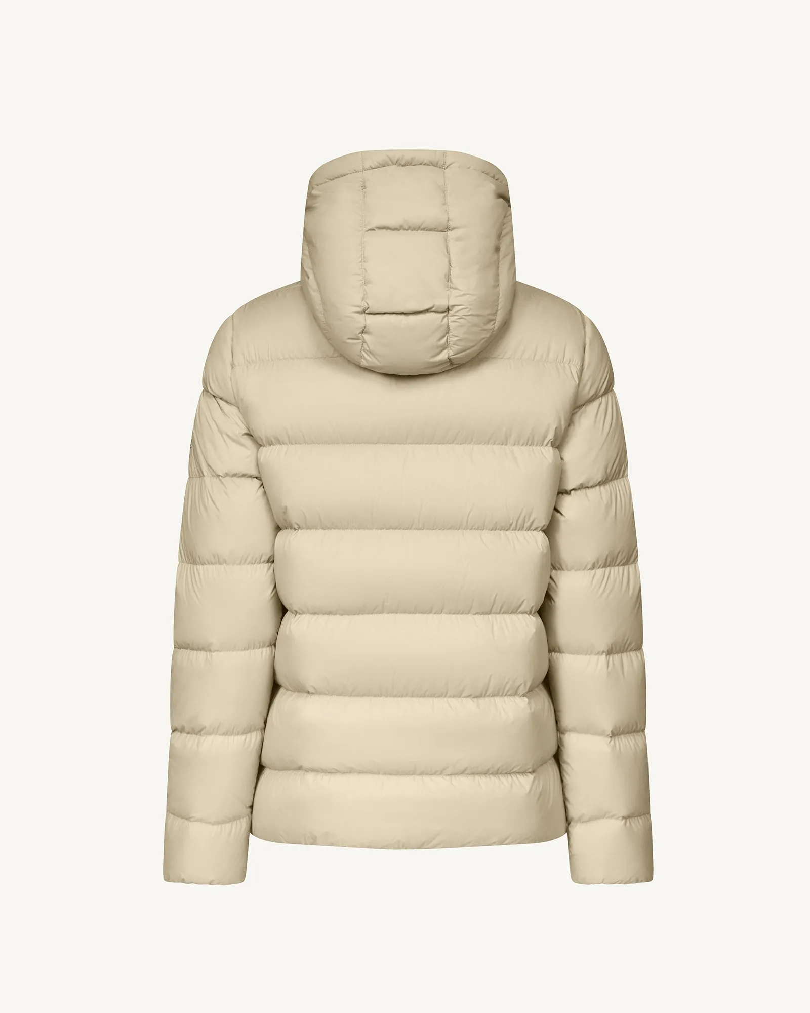 Johanna straight-cut hooded down jacket Beige