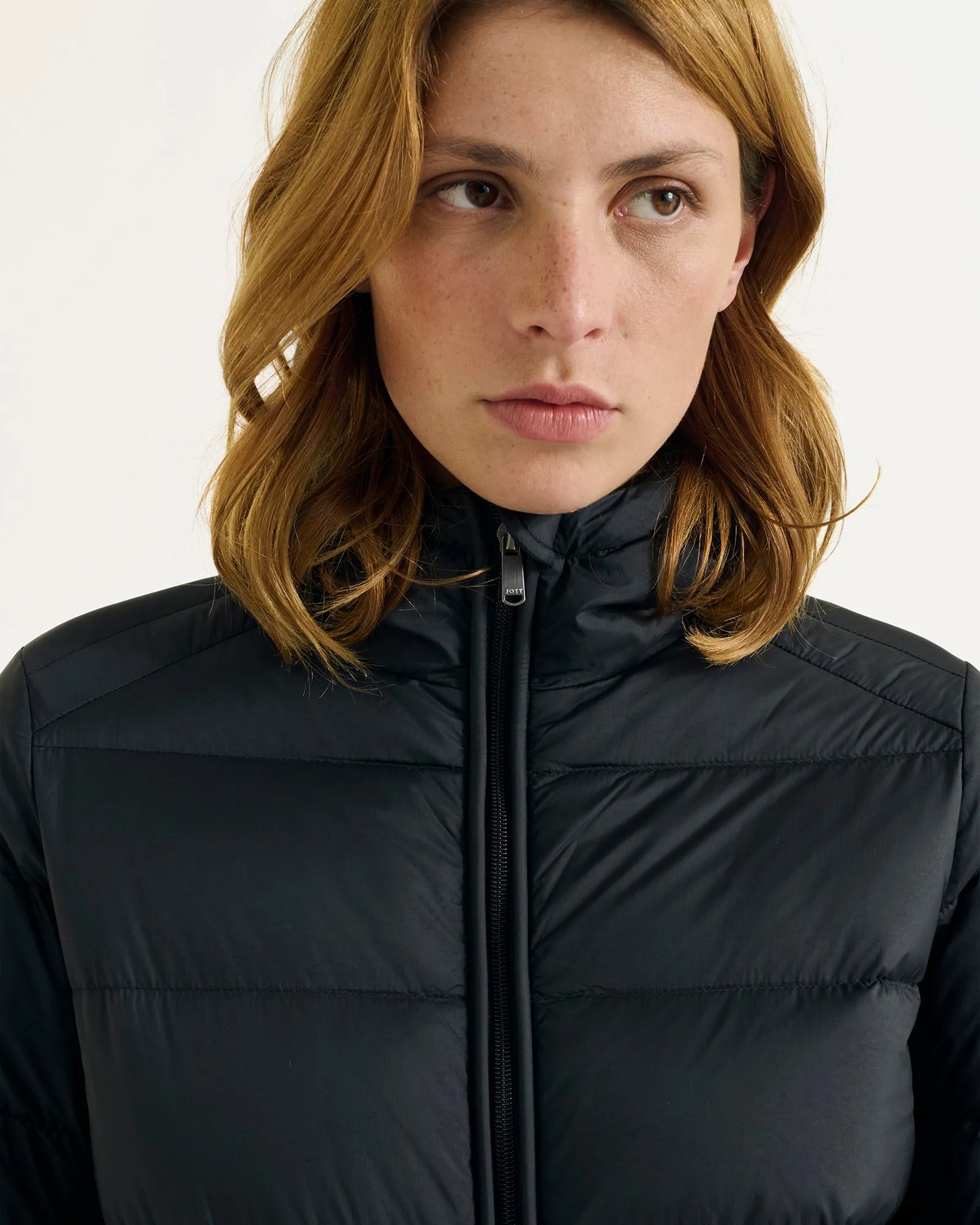 Johanna straight-cut hooded down jacket Black