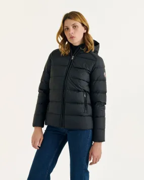 Johanna straight-cut hooded down jacket Black