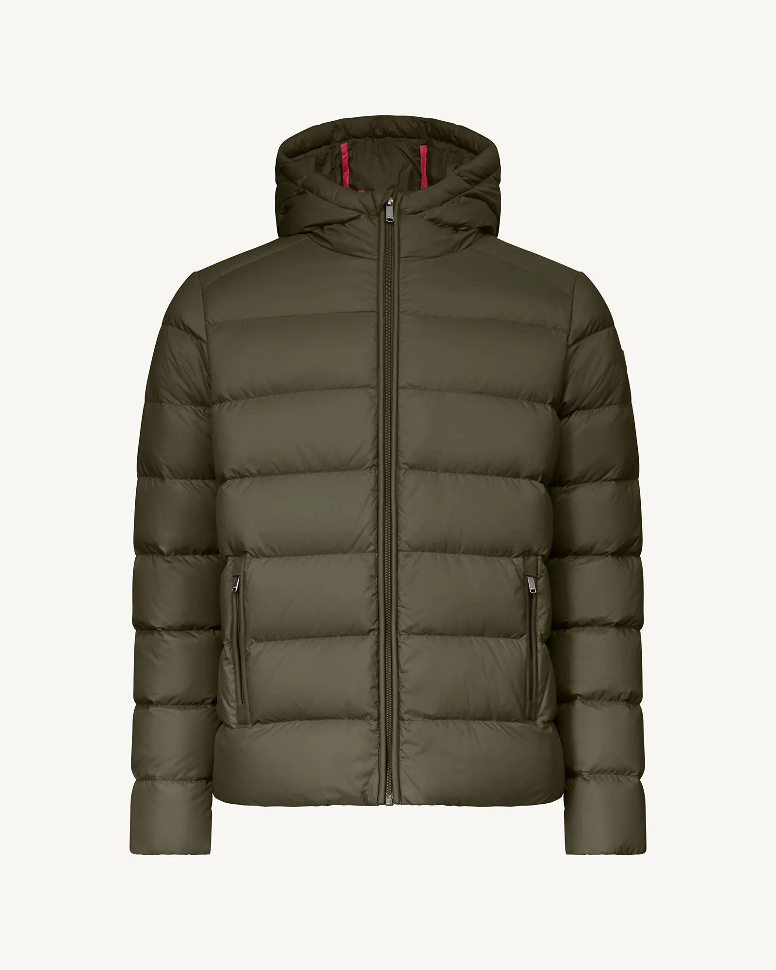 John straight-cut hooded down jacket Army