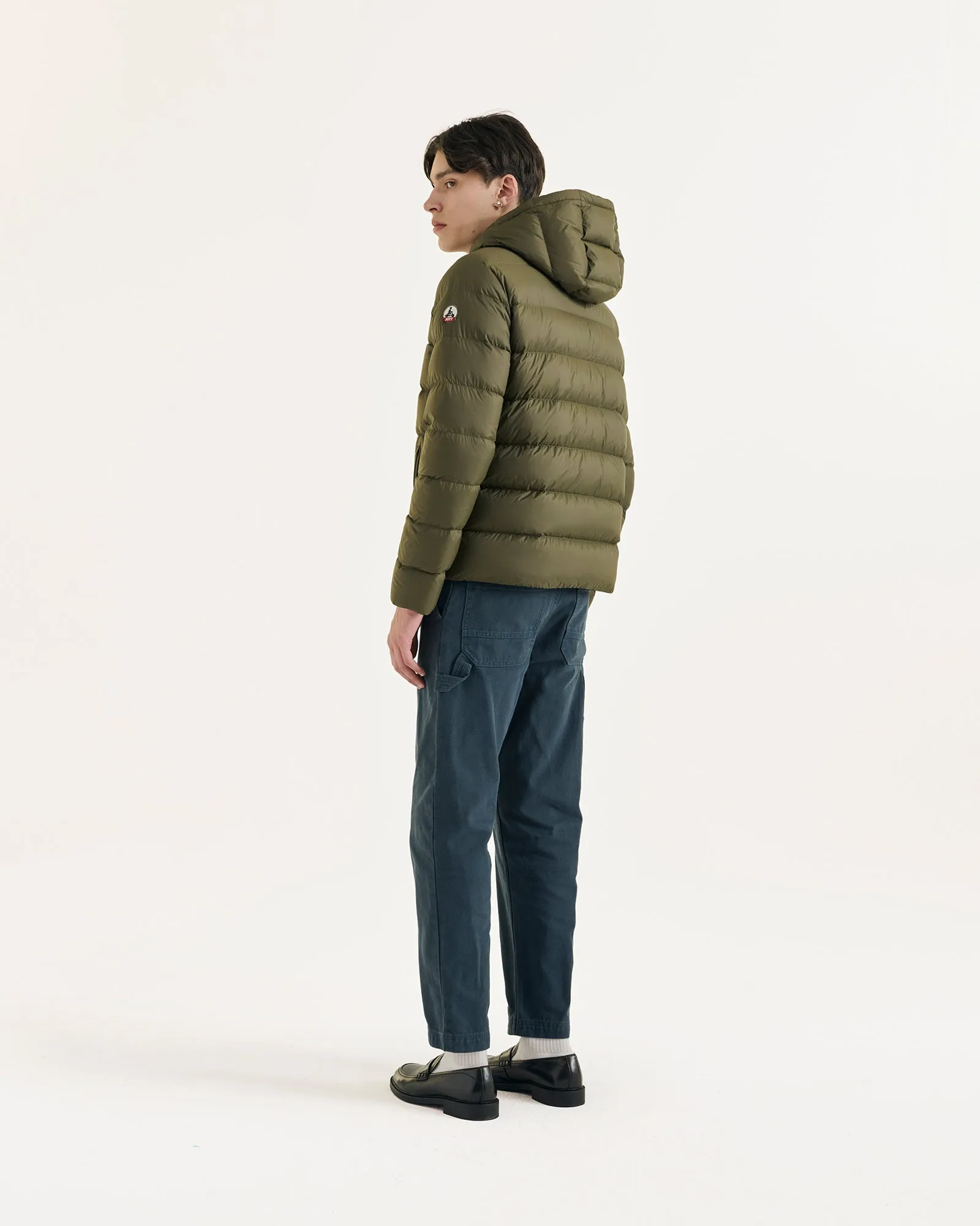 John straight-cut hooded down jacket Army