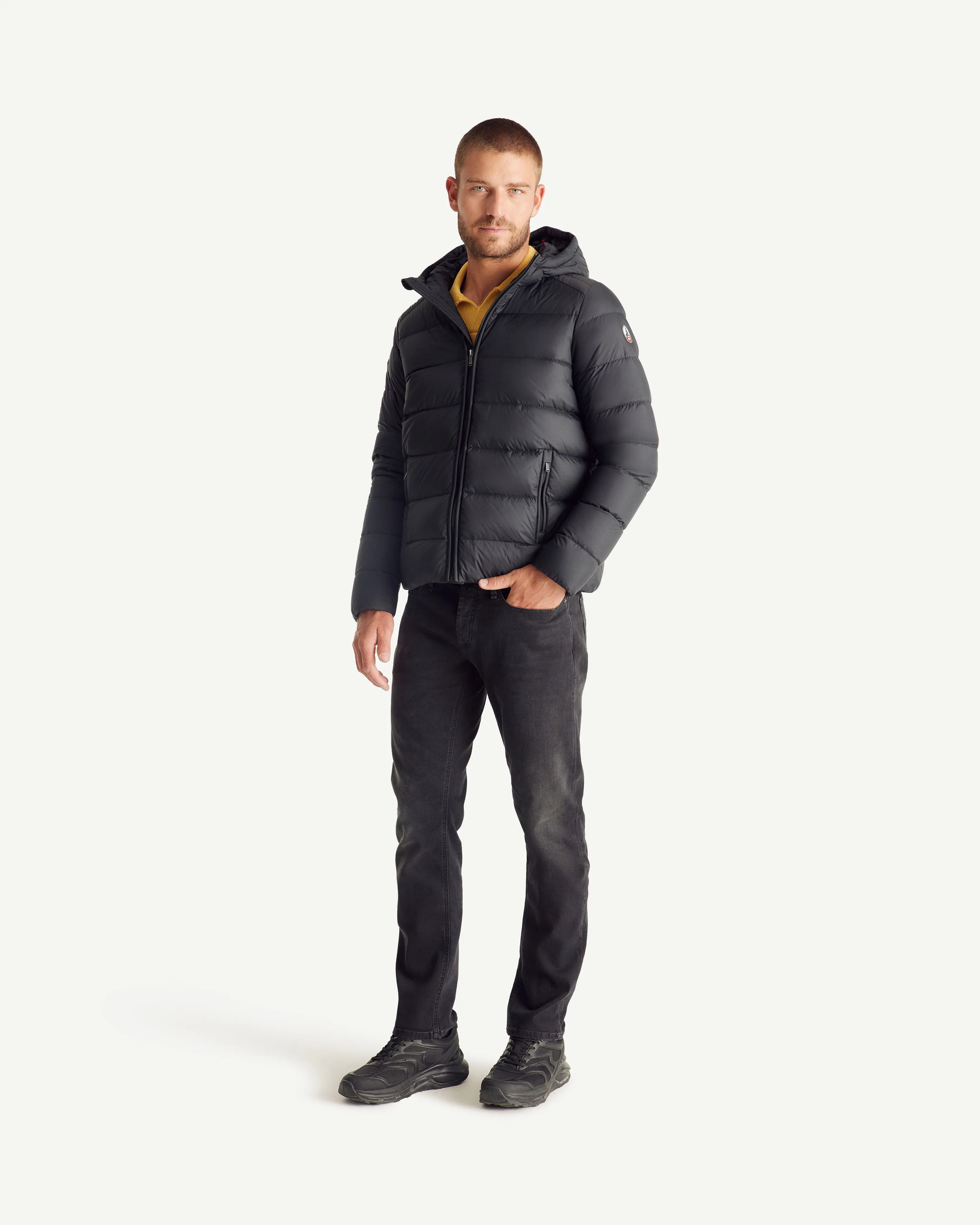 John straight-cut hooded down jacket Black