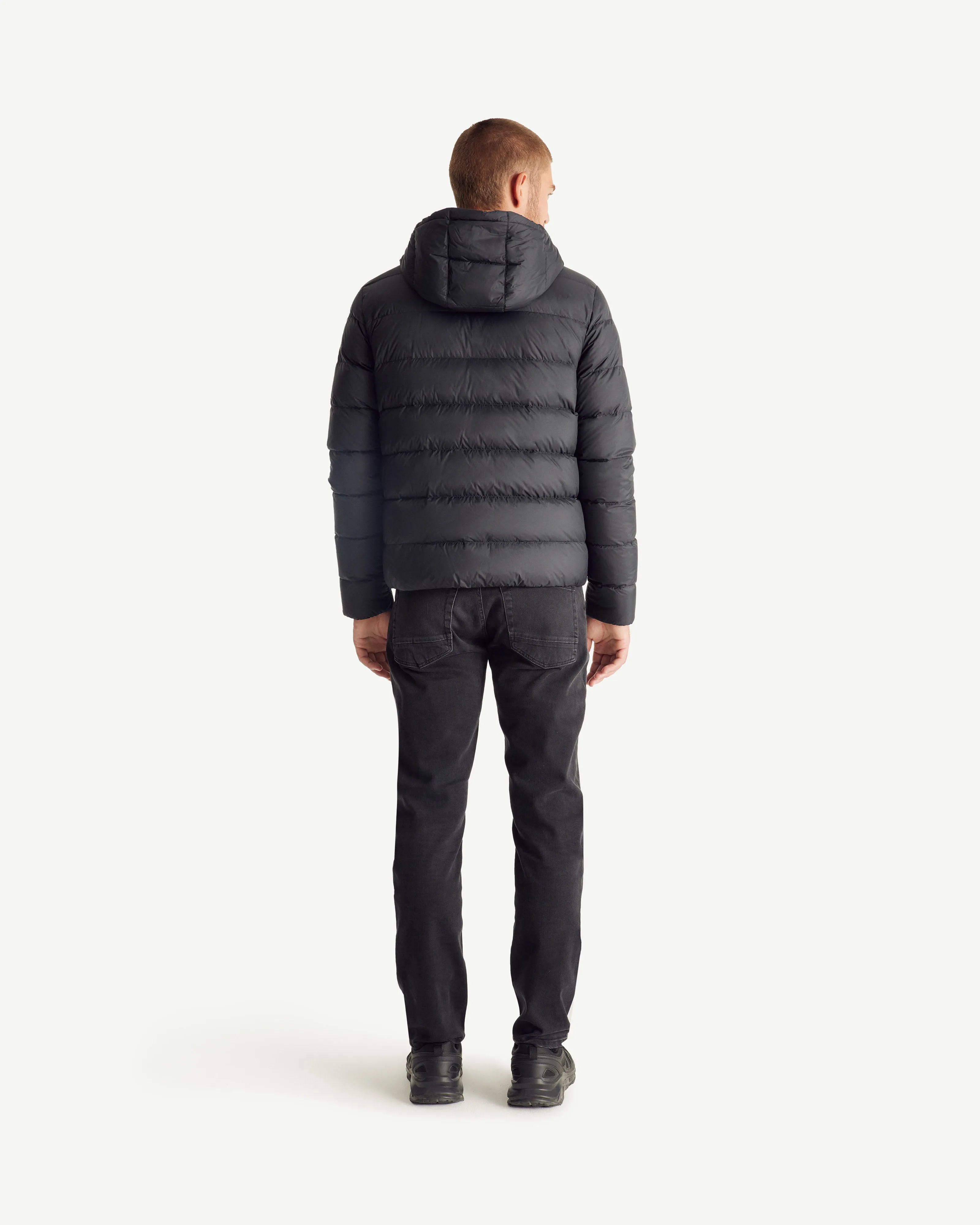 John straight-cut hooded down jacket Black