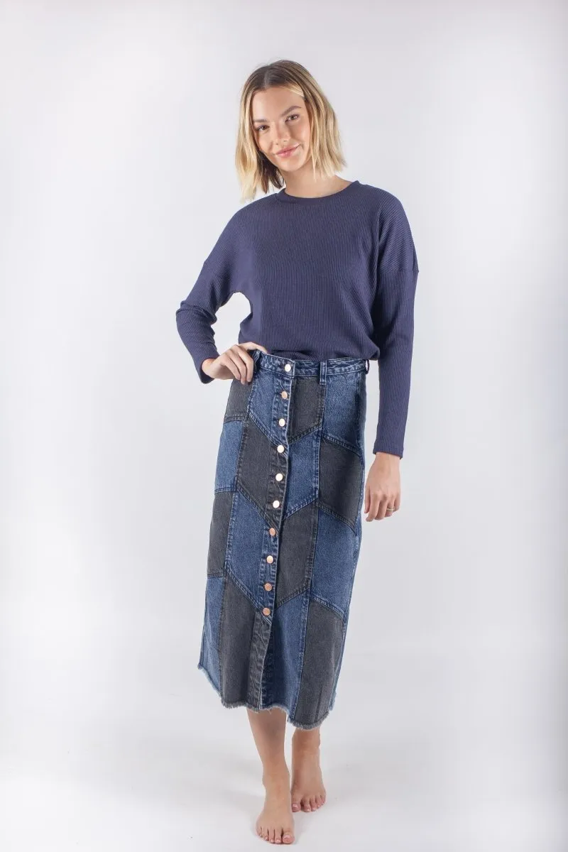 KIMBERLY SKIRT (BLUE/BLACK)