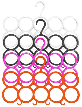 Kuber Industries 10-Circle Plastic 4 Pieces Ring Hanger for Scarf, Shawl, Tie, Belt, Closet Accessory Wardrobe Organizer (Multicolour) - CTKTC030759