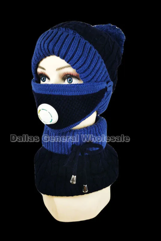 Ladies Fur Lining Beanie Scarf & Valve Mask Set Wholesale