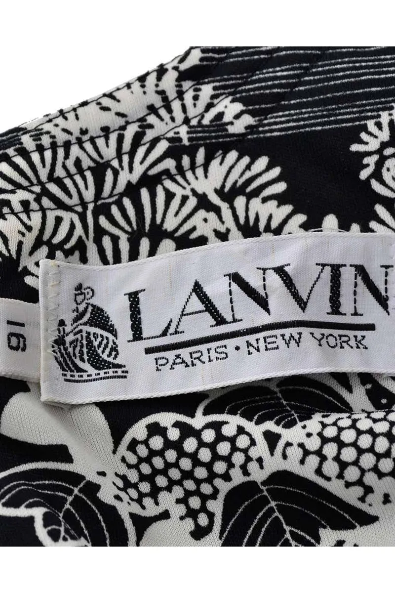 Lanvin Vintage 1970s 3 Pc Black & White Print Jersey Dress