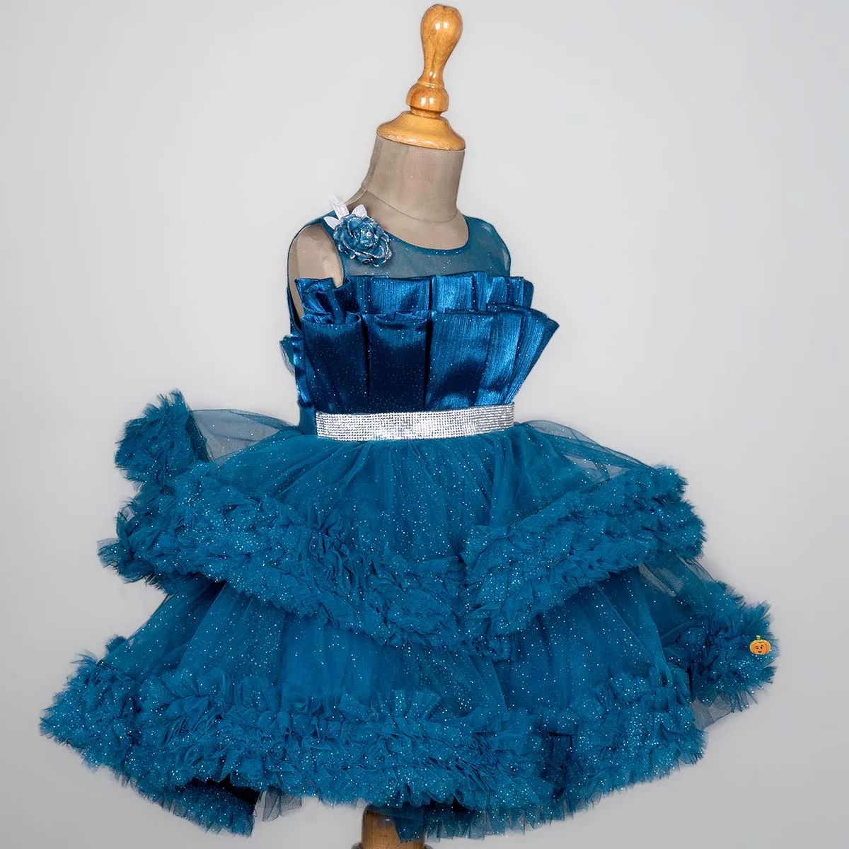 Layered Frill Glittery Girls Frock