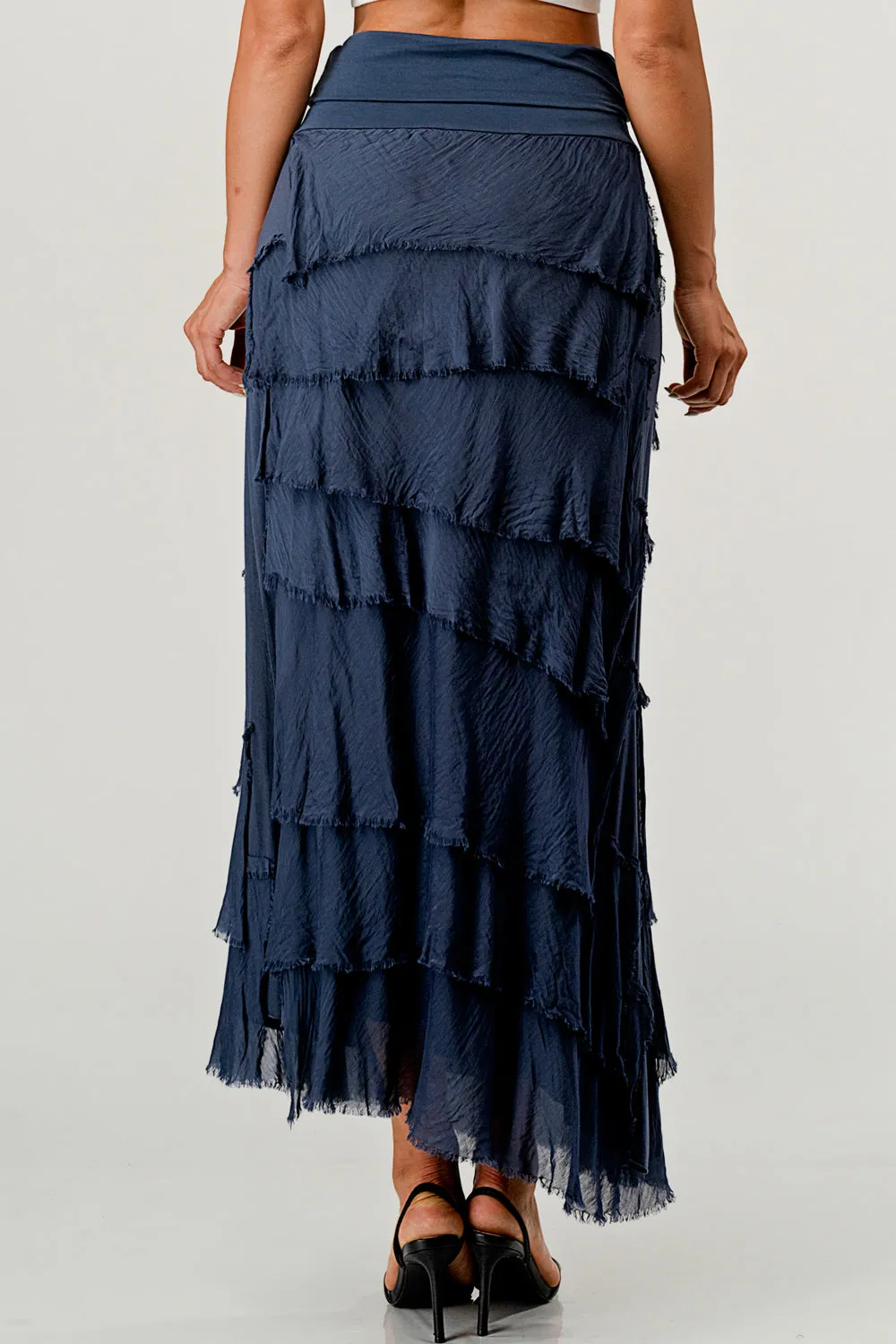 Layered Italian Raw Moda Maxi Skirt