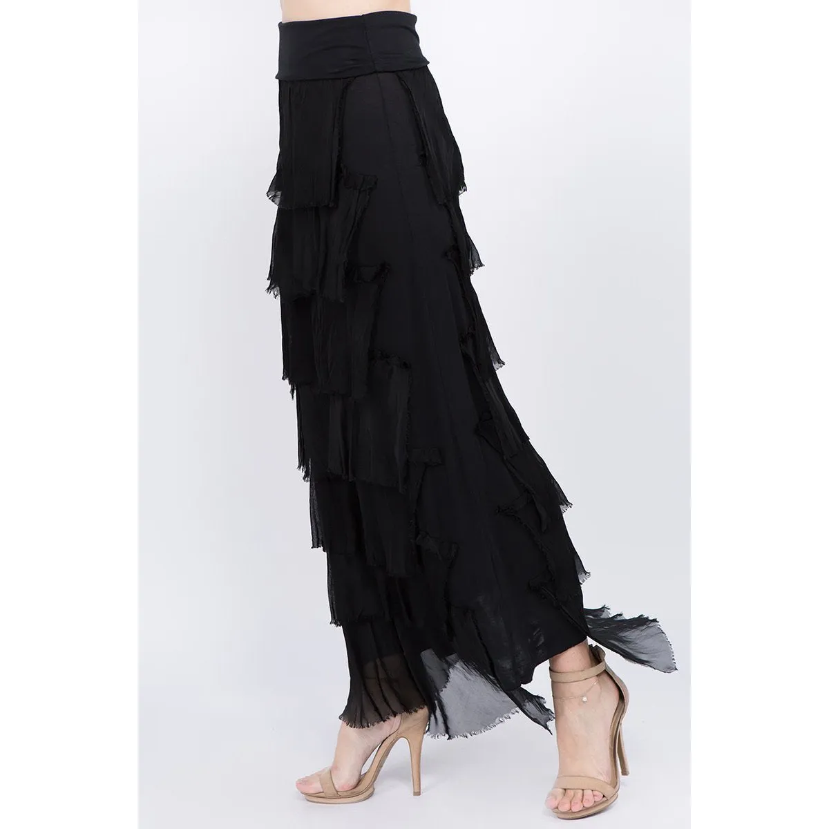 Layered Italian Raw Moda Maxi Skirt