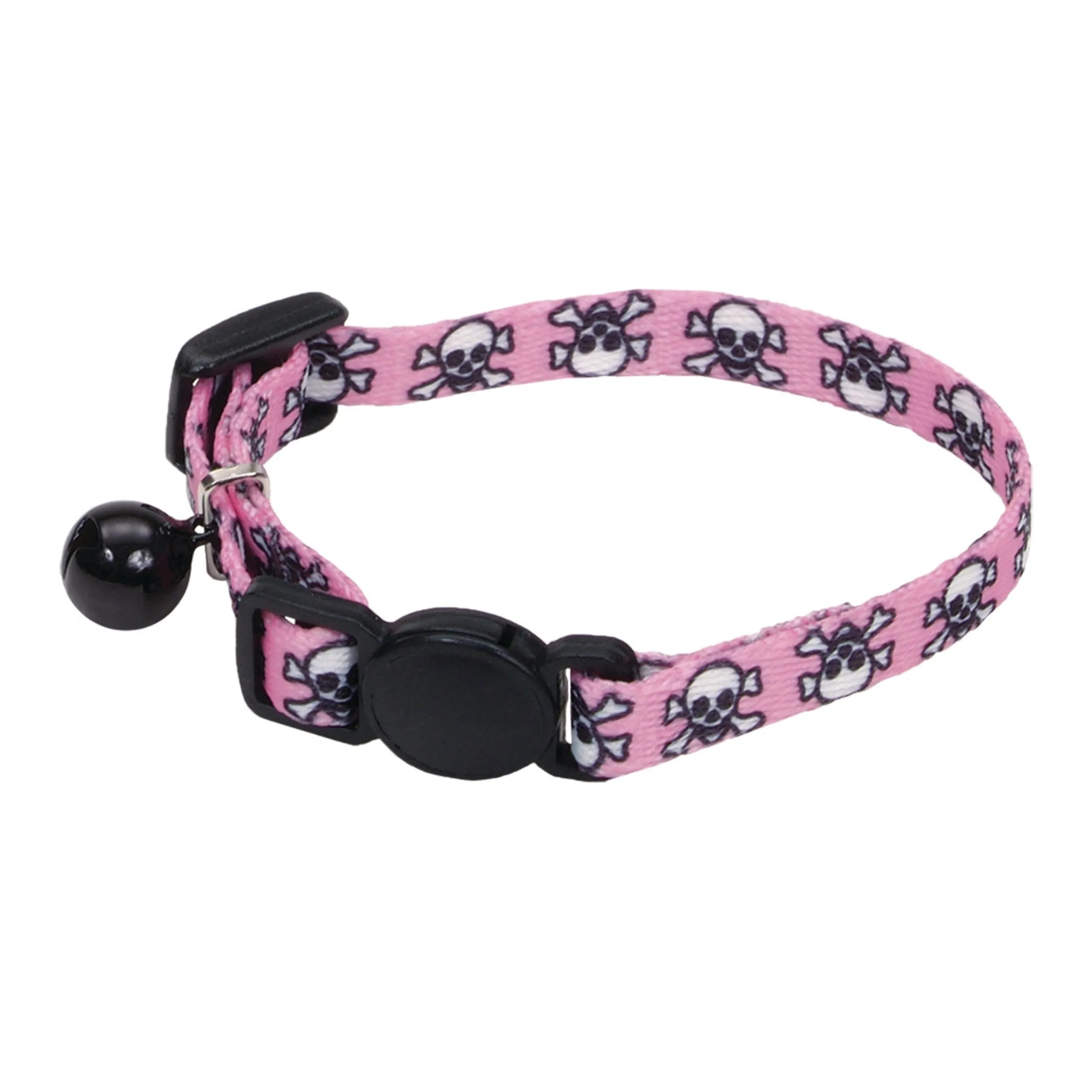 Li'l Pals 5/16" Adjustable Breakaway Kitten Collar - Pink Skulls