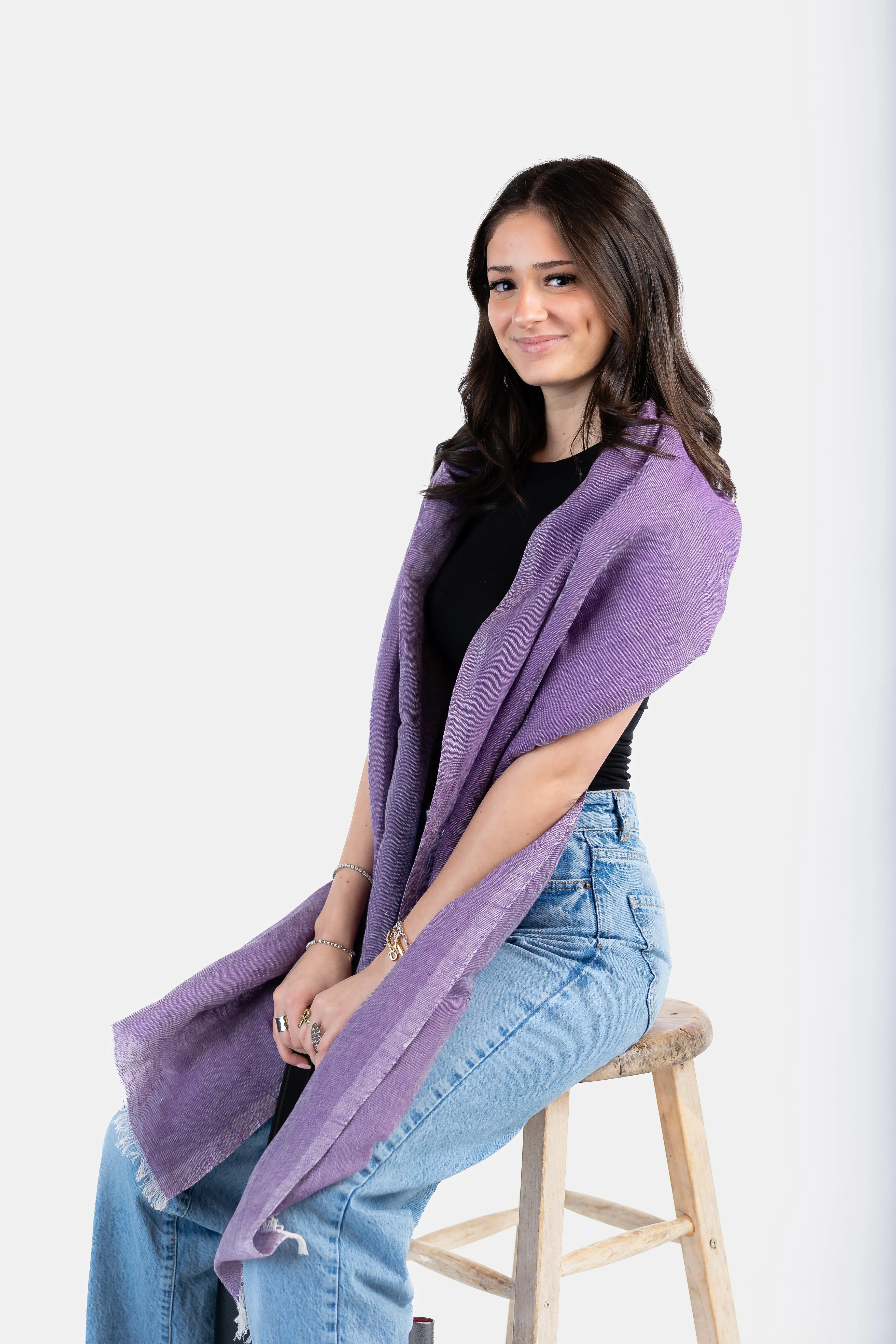 Linen Handwoven Scarf - Violet