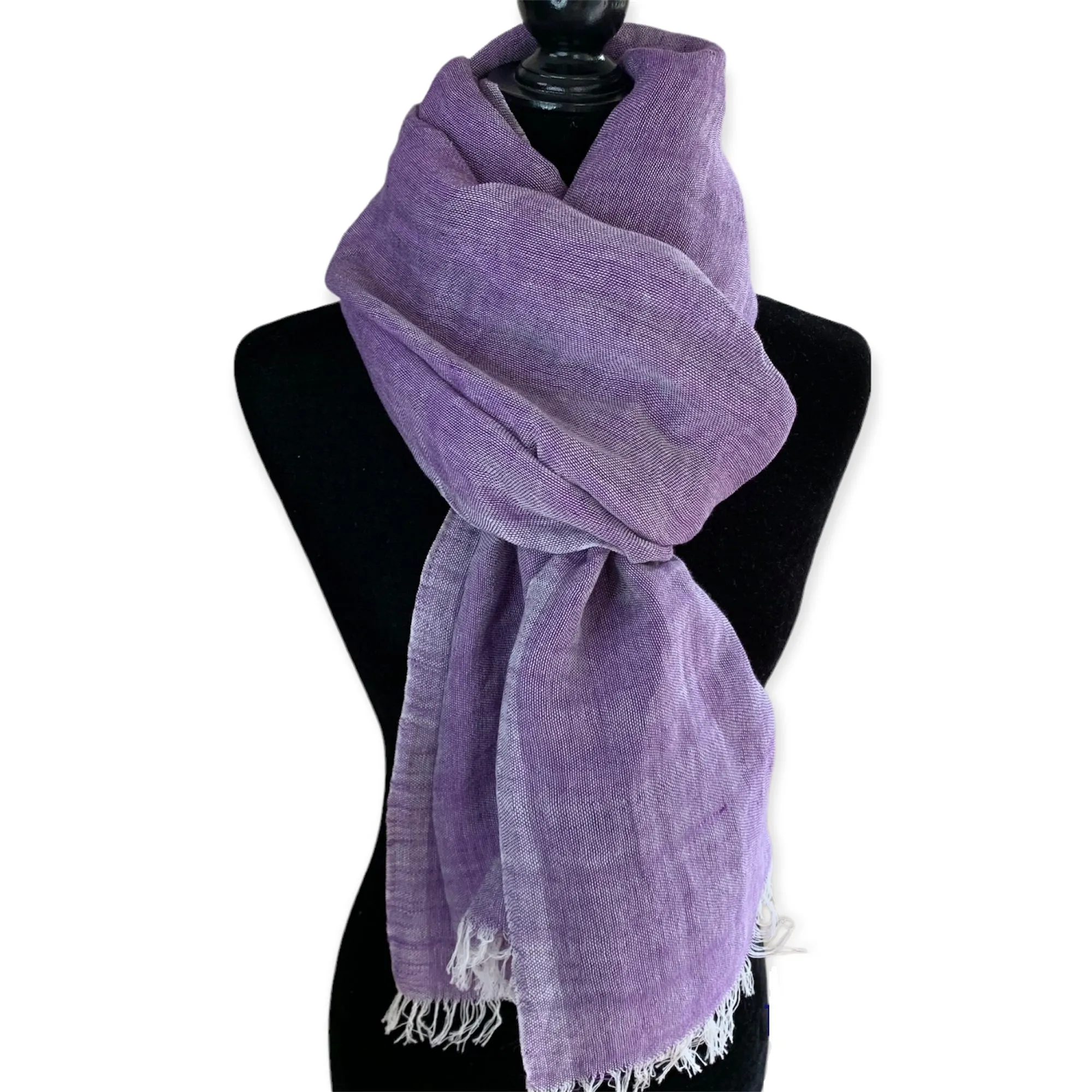 Linen Handwoven Scarf - Violet