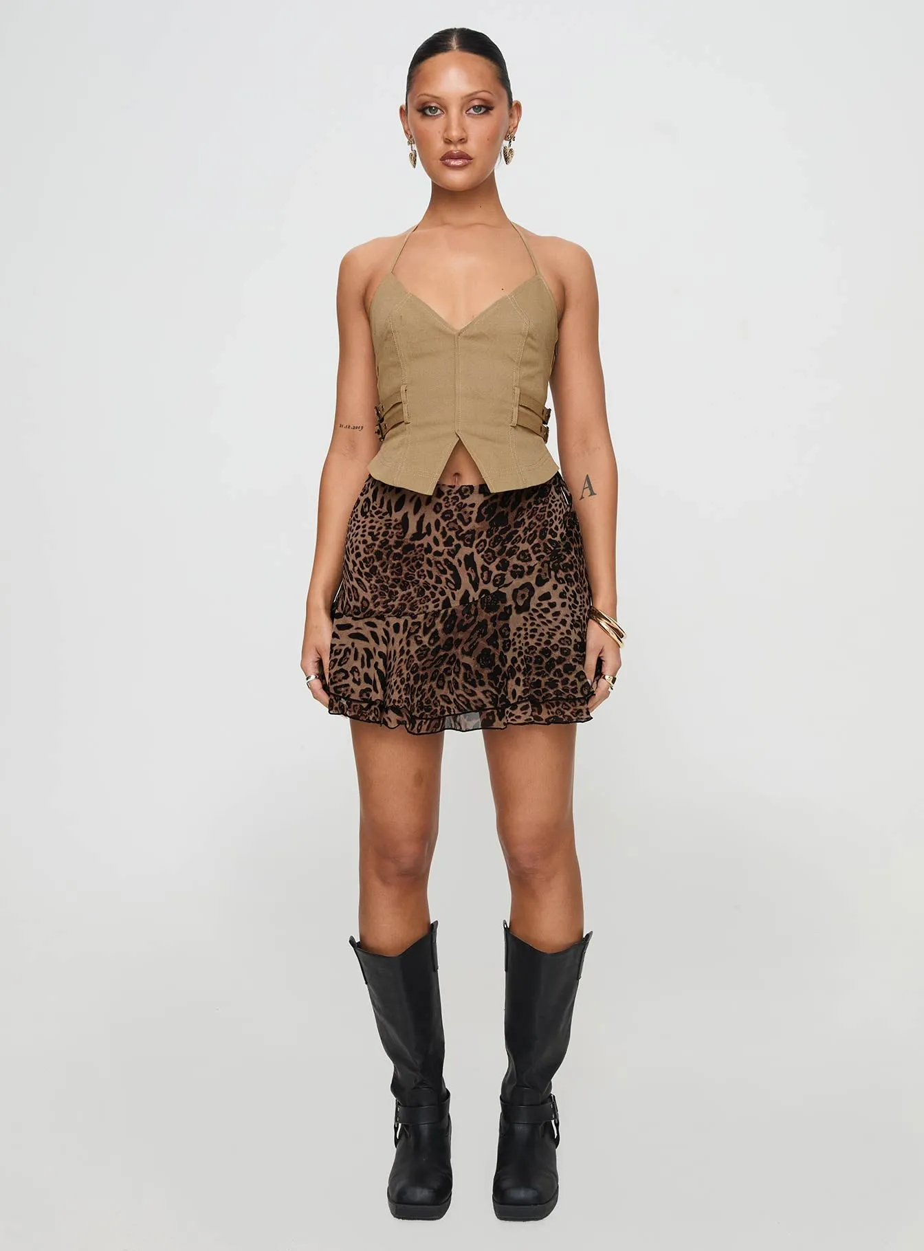 Luned Mini Skirt Leopard Petite