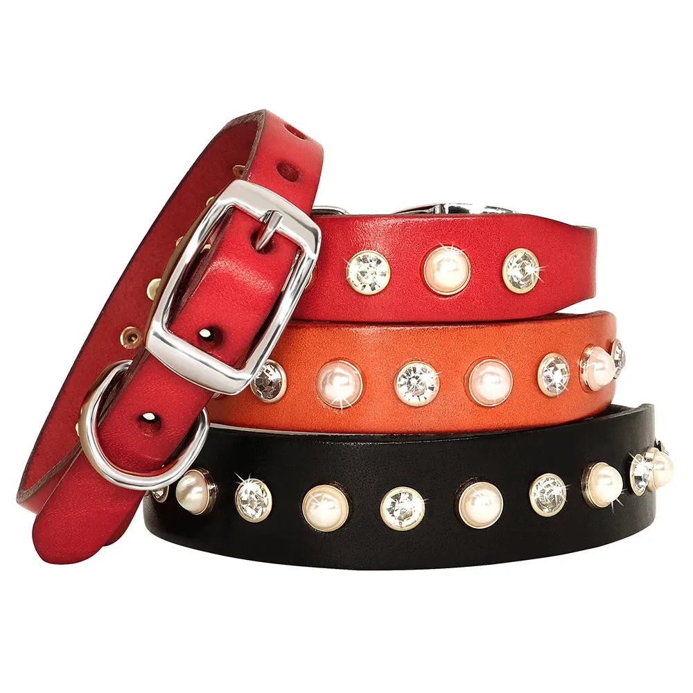 Luxury Rhinestone Leather Dog Leash and Collar Set - For Small to Medium Breeds