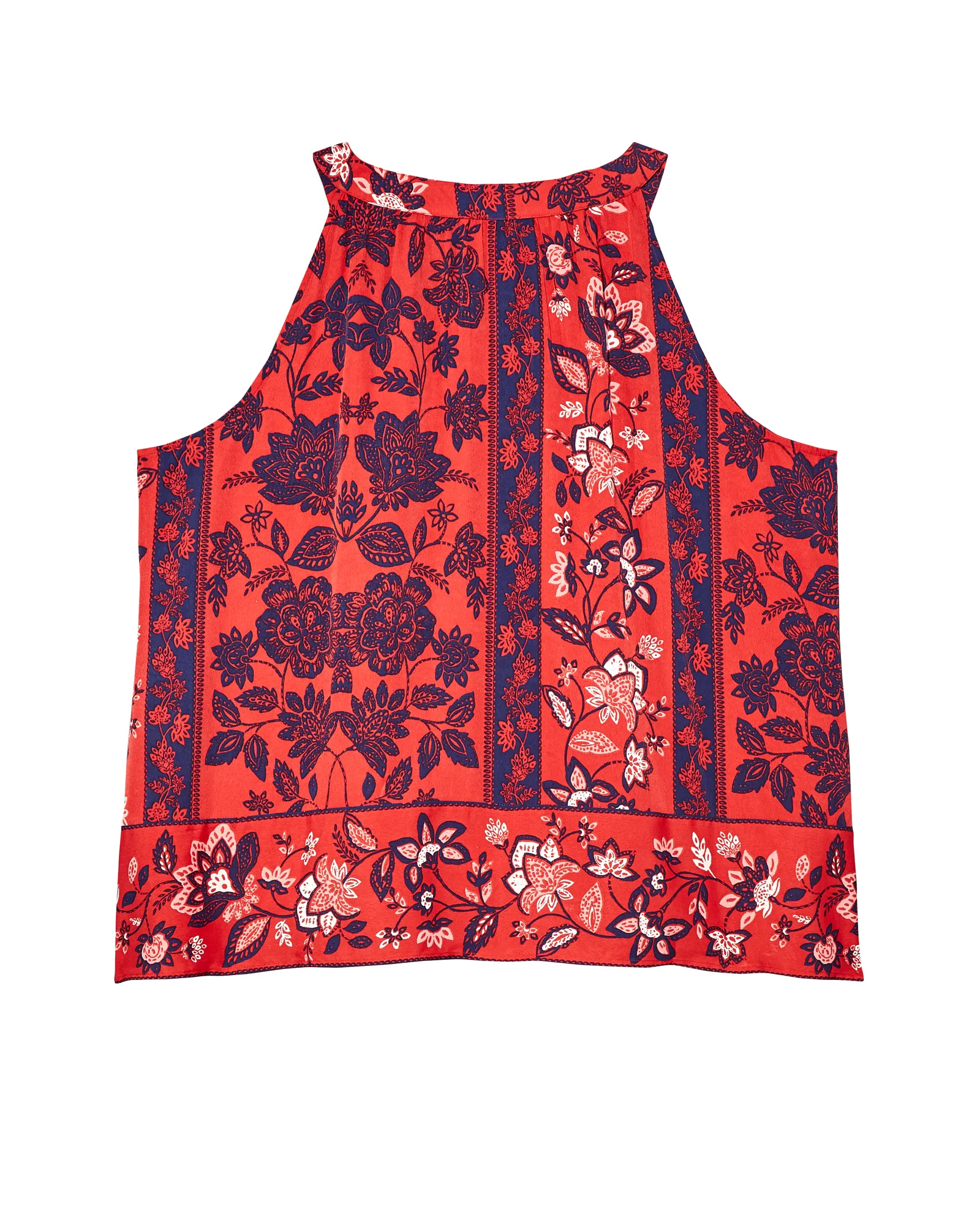 Madeline Halter Button Front Top | Red / Navy