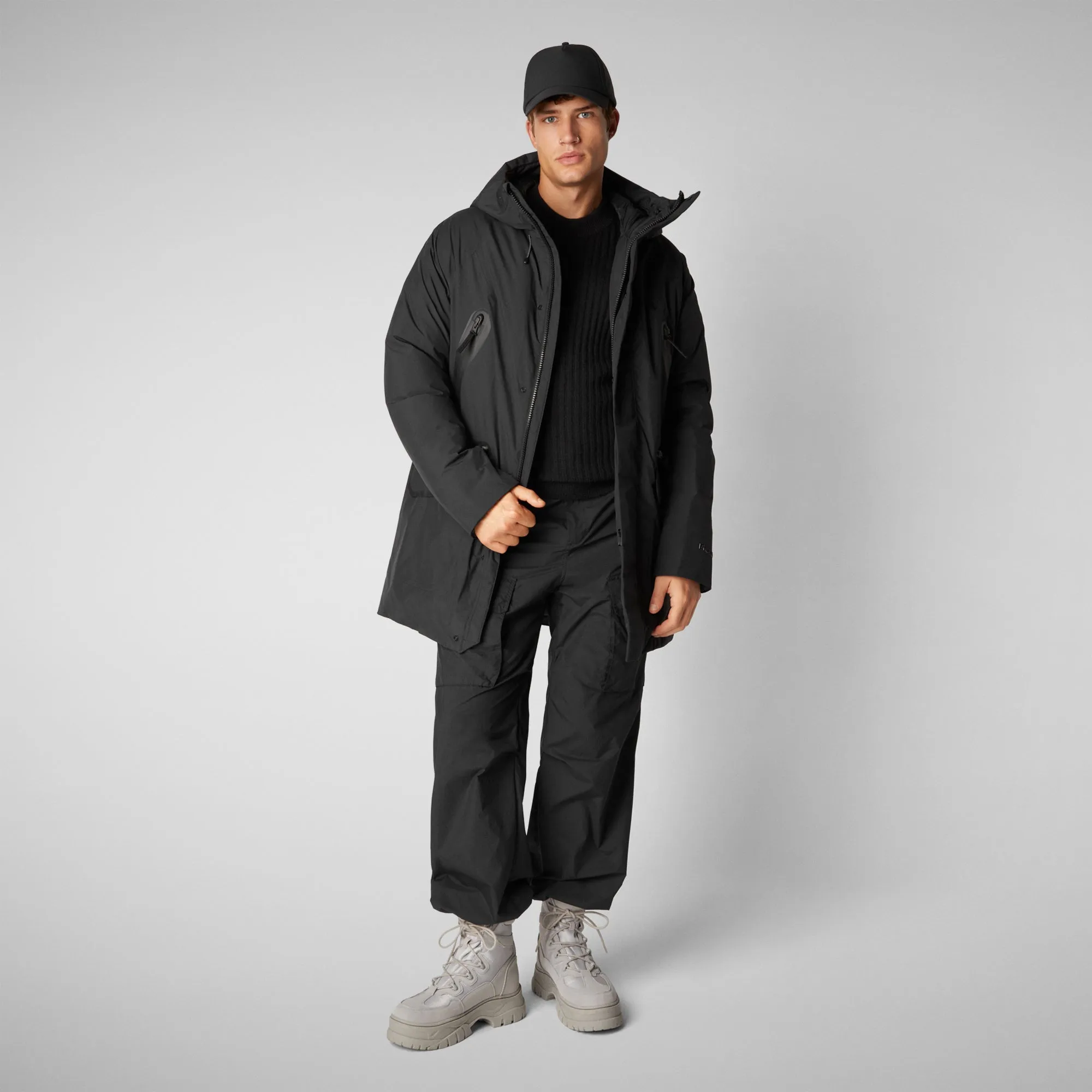 Man's hooded parka Harvey in black