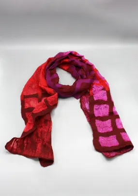 Maroon and Pink Mix Hand Felted Scarf