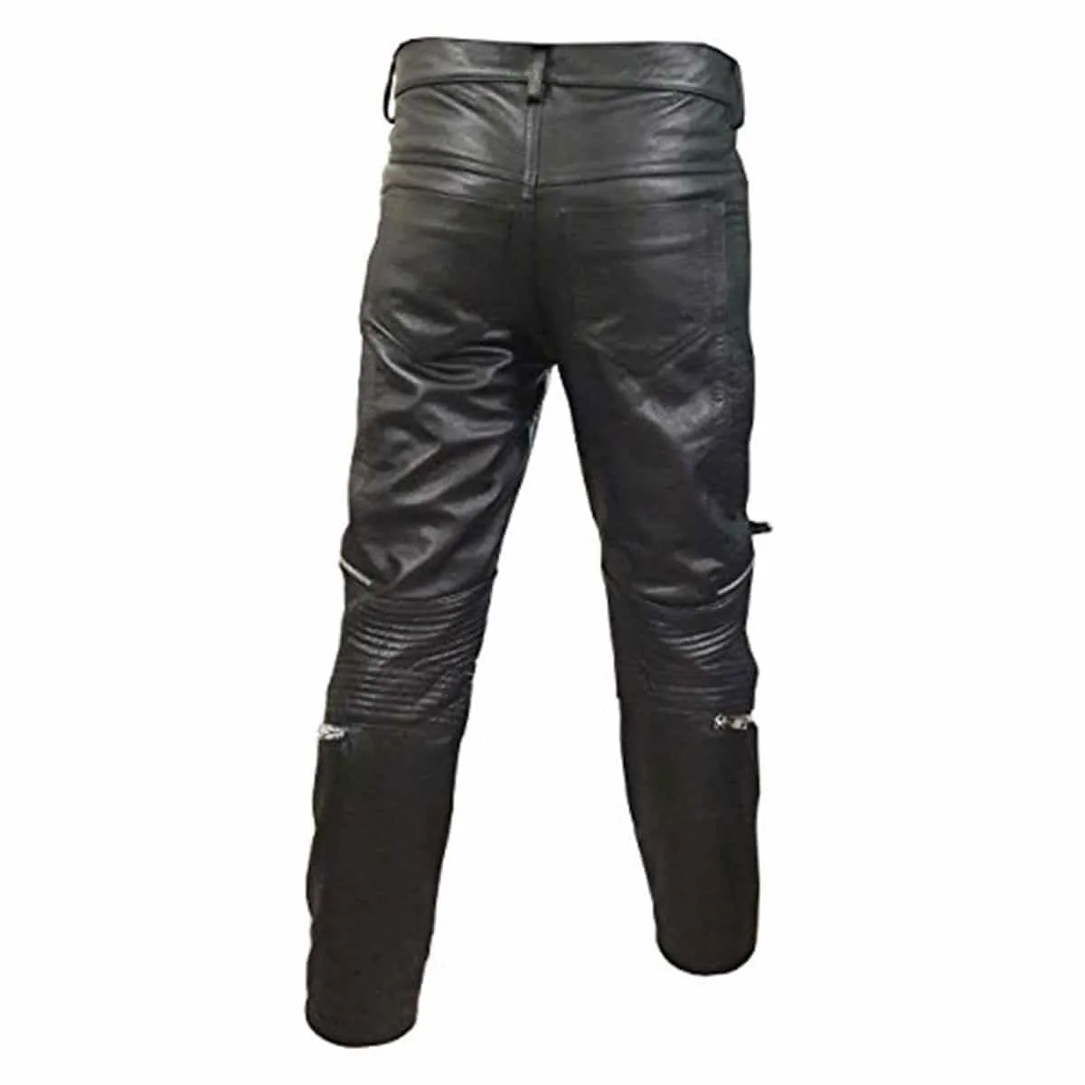 Mens Black Leather Padded Motorcycle Bikers Pants Jeans Trousers - J7