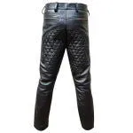 Mens Black Sheep Leather Quilted Design Pant Motorcycle Bikers Jeans - J9