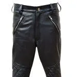 Mens Black Sheep Leather Quilted Design Pant Motorcycle Bikers Jeans - J9