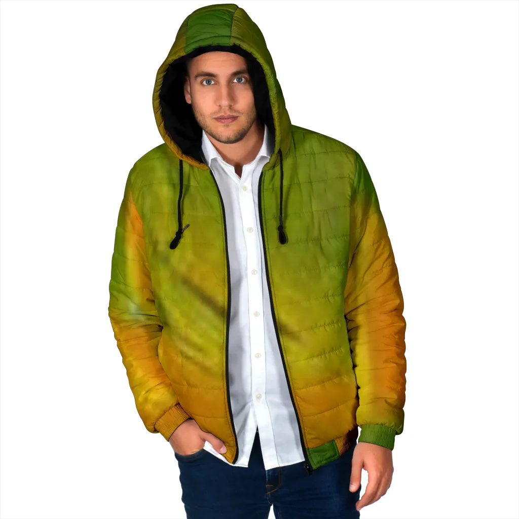 Men's Padded Hooded Jacket - Parrot Feathers