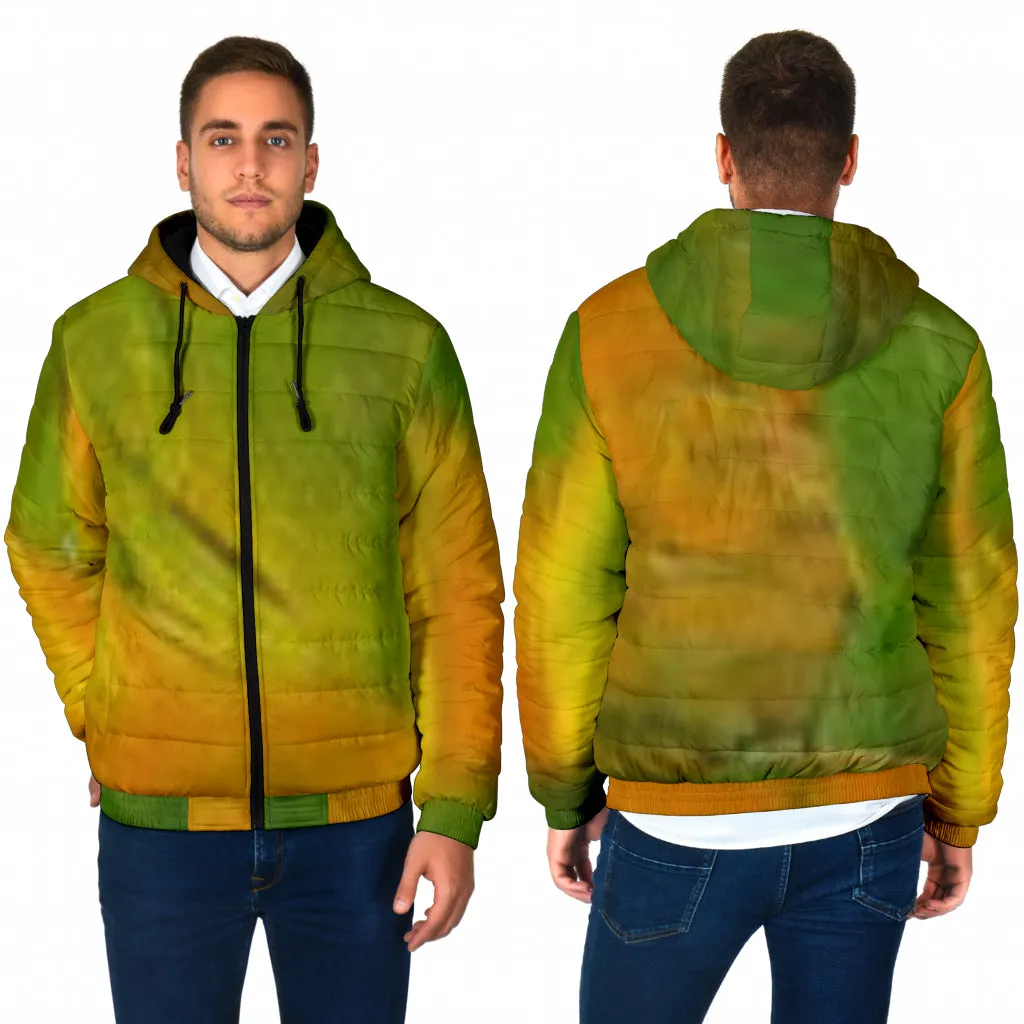 Men's Padded Hooded Jacket - Parrot Feathers