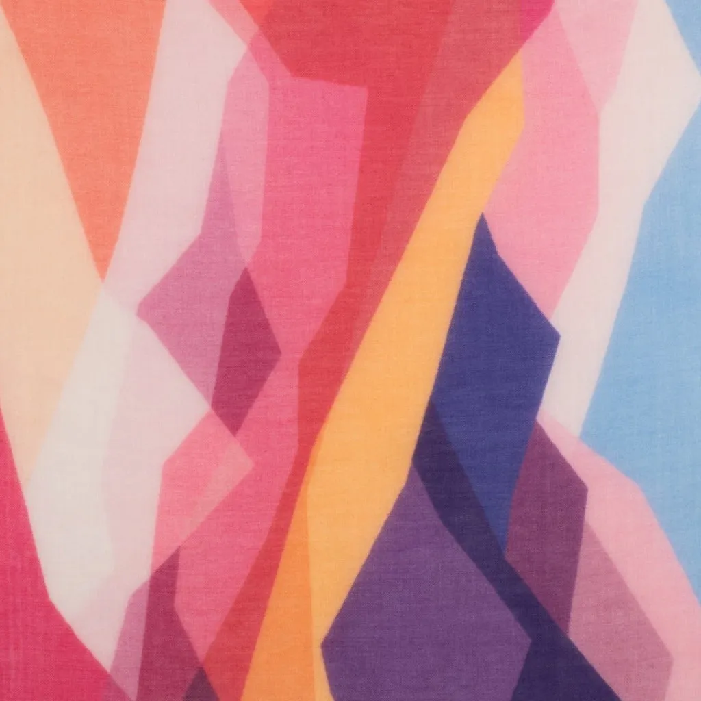 Merino Wool Scarf - Pink Multi Abstract Peaks