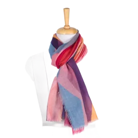 Merino Wool Scarf - Pink Multi Abstract Peaks