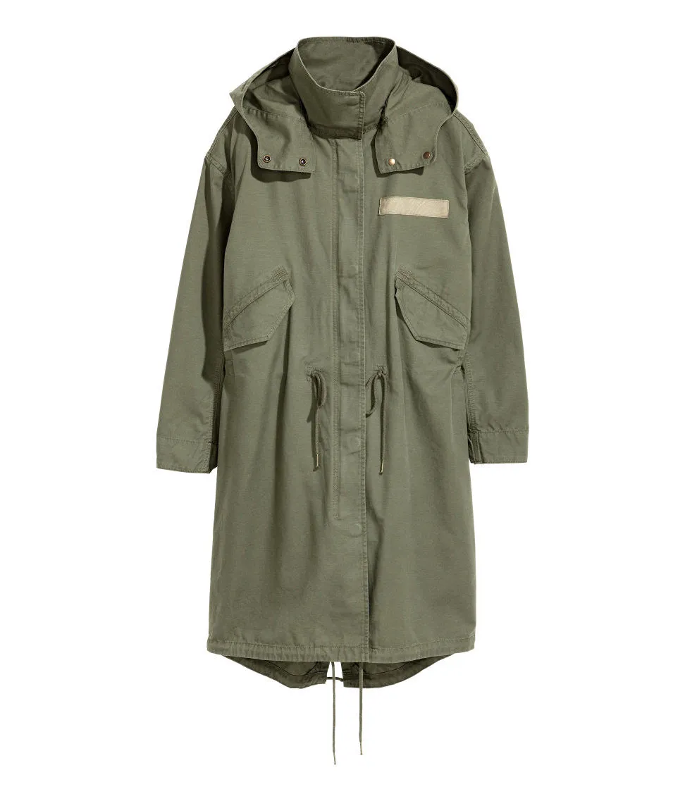 Military look Hooded Anorak Parka with Detachable Lining Coat