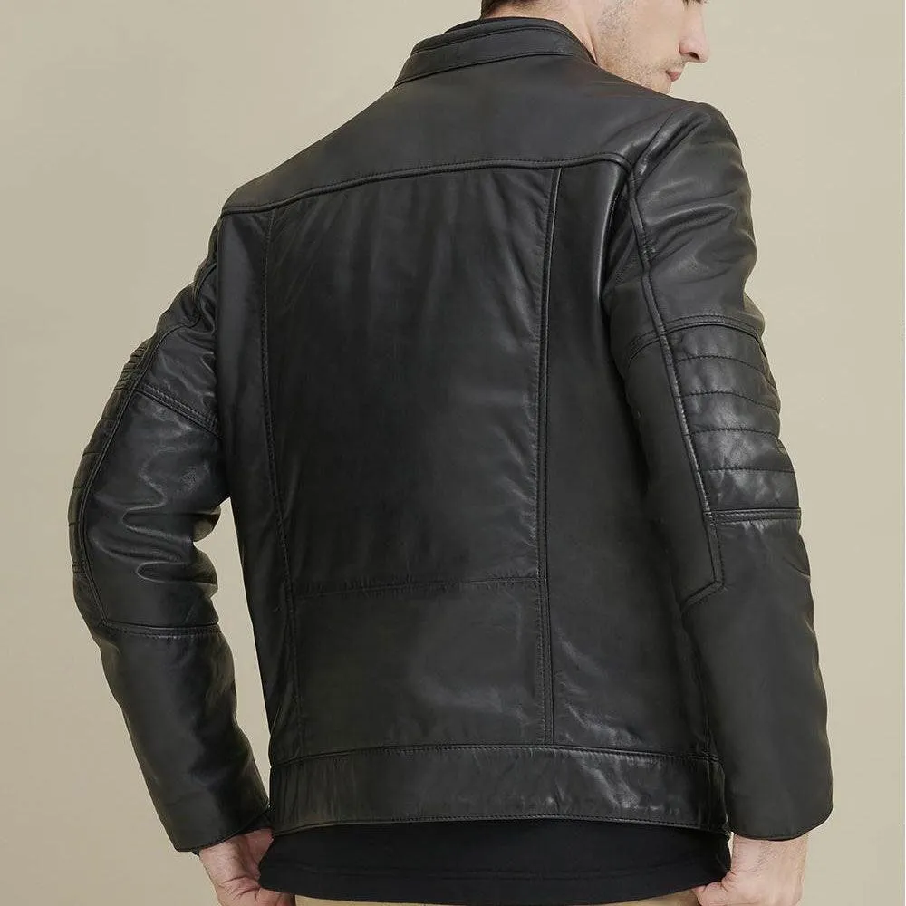 Moto Biker Leather Jacket For Men