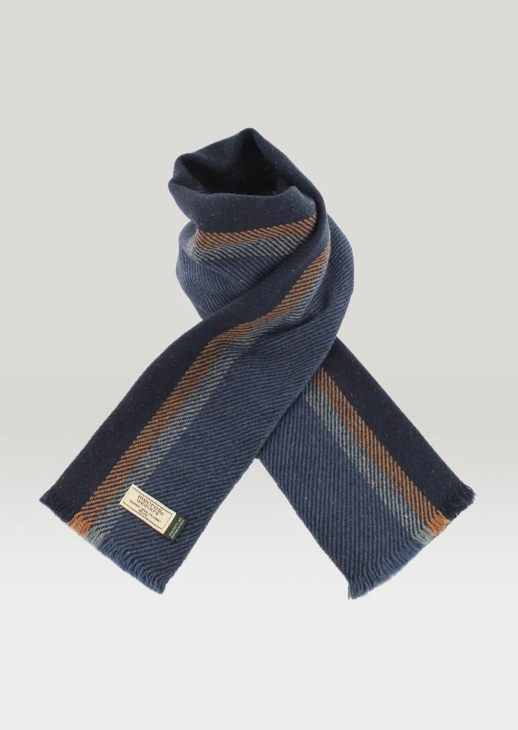 Mucros Donegal Scarf | Denim Blue Herringbone