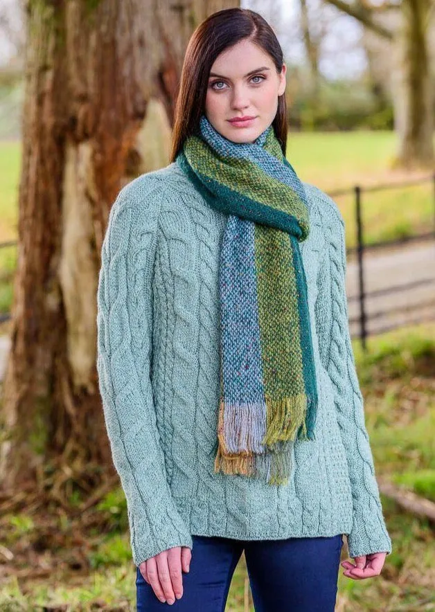 Mucros Islander Scarf| Green Stripe