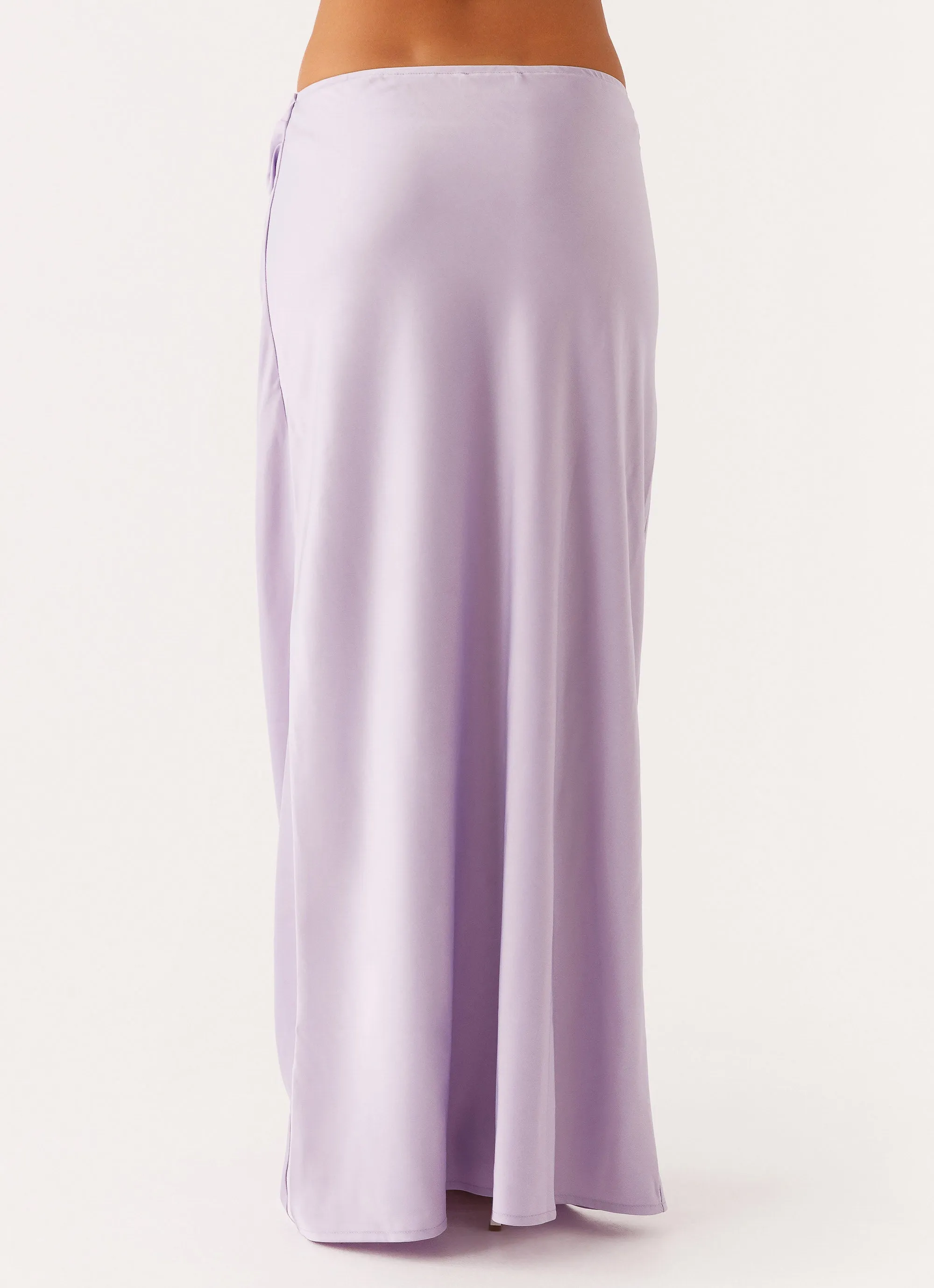 Nancy Lace Satin Maxi Skirt - Lilac