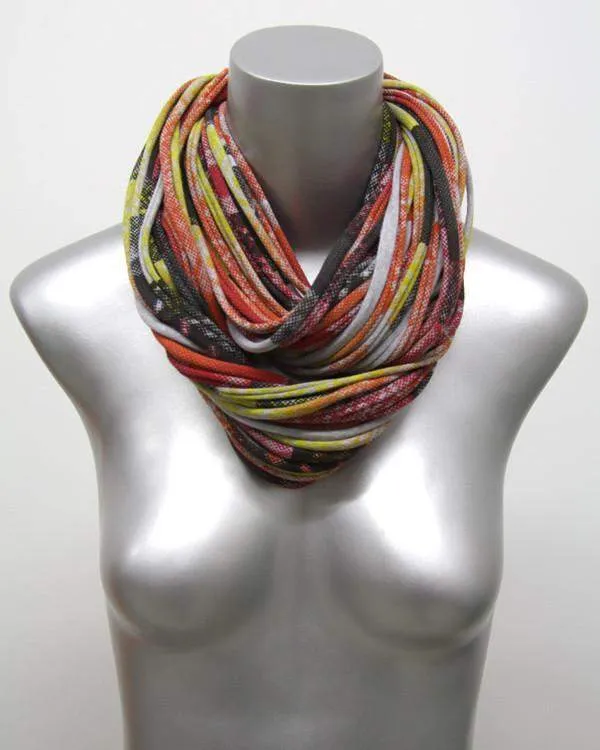 Necklush Cowl Scarf / Orange Red & Brown / Unisex