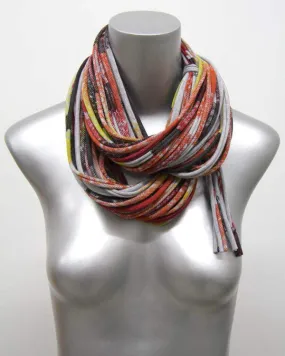 Necklush Cowl Scarf / Orange Red & Brown / Unisex