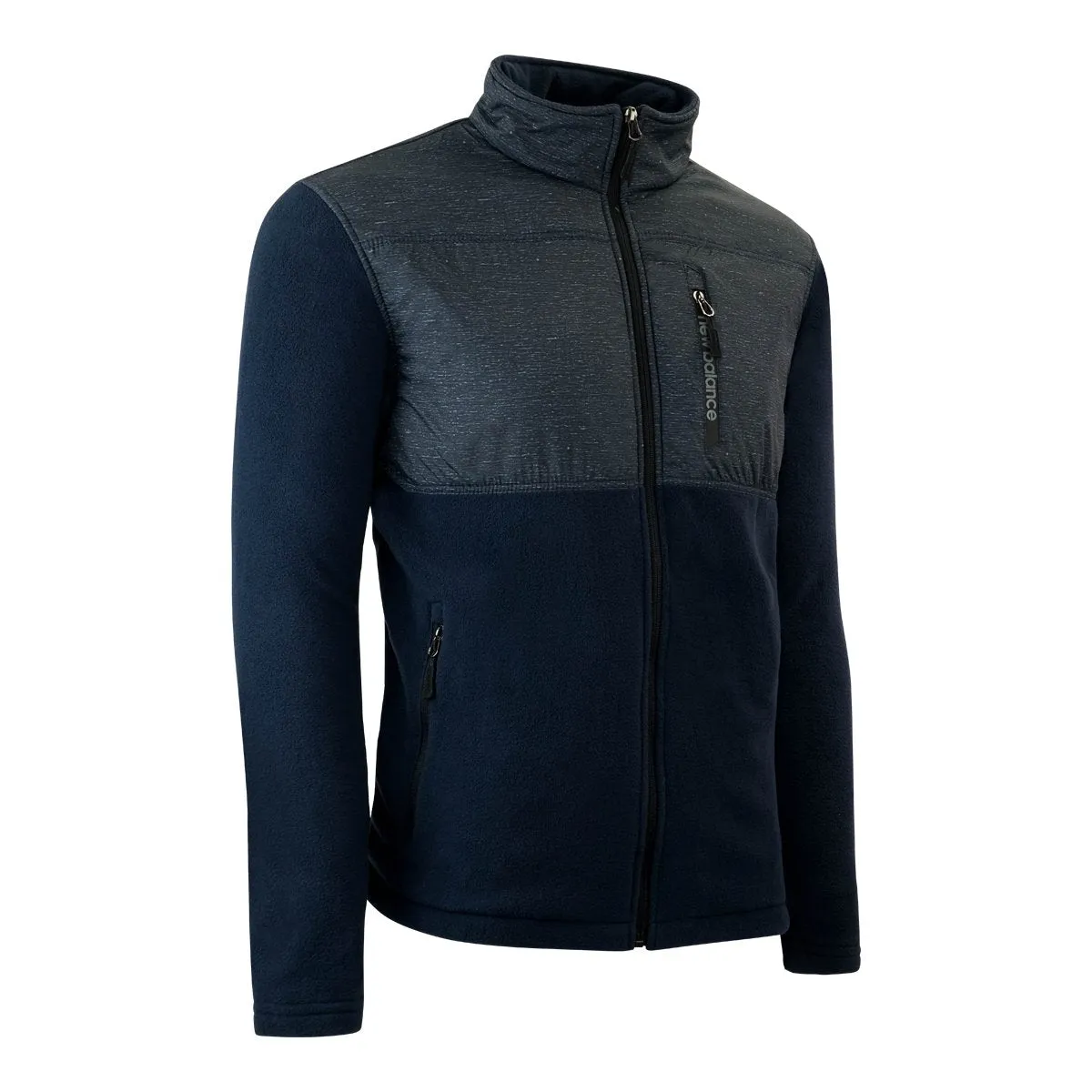 New Balance Men's Quilted Chest Full-Zip Fleece Jacket Navy Heather/Navy L