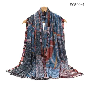 New Women Printed Cotton Viscose Multifunctional Scarf for all Season One Size (180cm X 88cm)